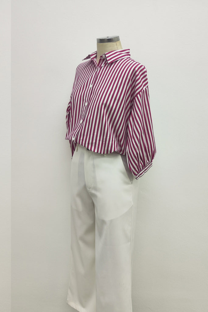 3/4 SLEEVES SHIRT IN PINK STRIPE