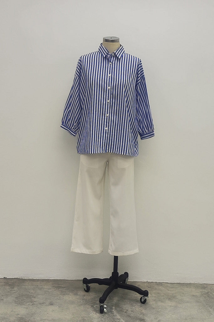 3/4 SLEEVES SHIRT IN BLUE STRIPE