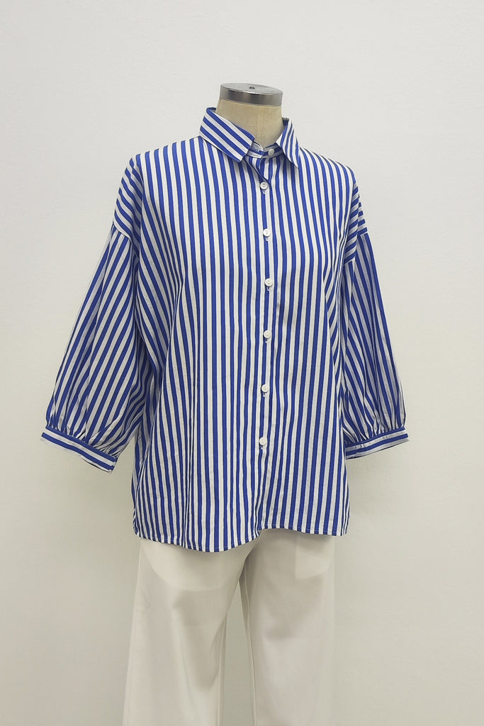 3/4 SLEEVES SHIRT IN BLUE STRIPE