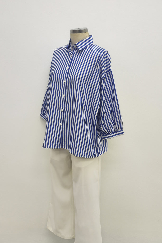 3/4 SLEEVES SHIRT IN BLUE STRIPE