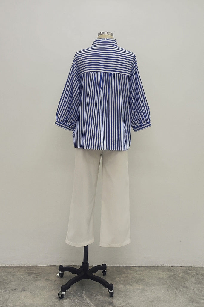 3/4 SLEEVES SHIRT IN BLUE STRIPE