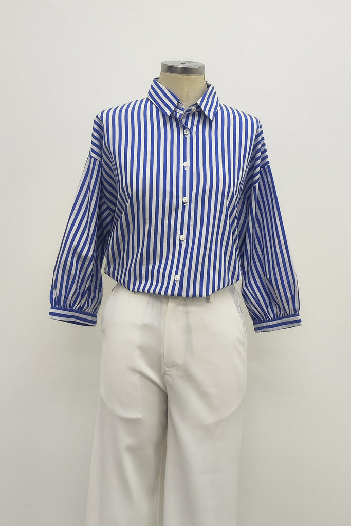 3/4 SLEEVES SHIRT IN BLUE STRIPE