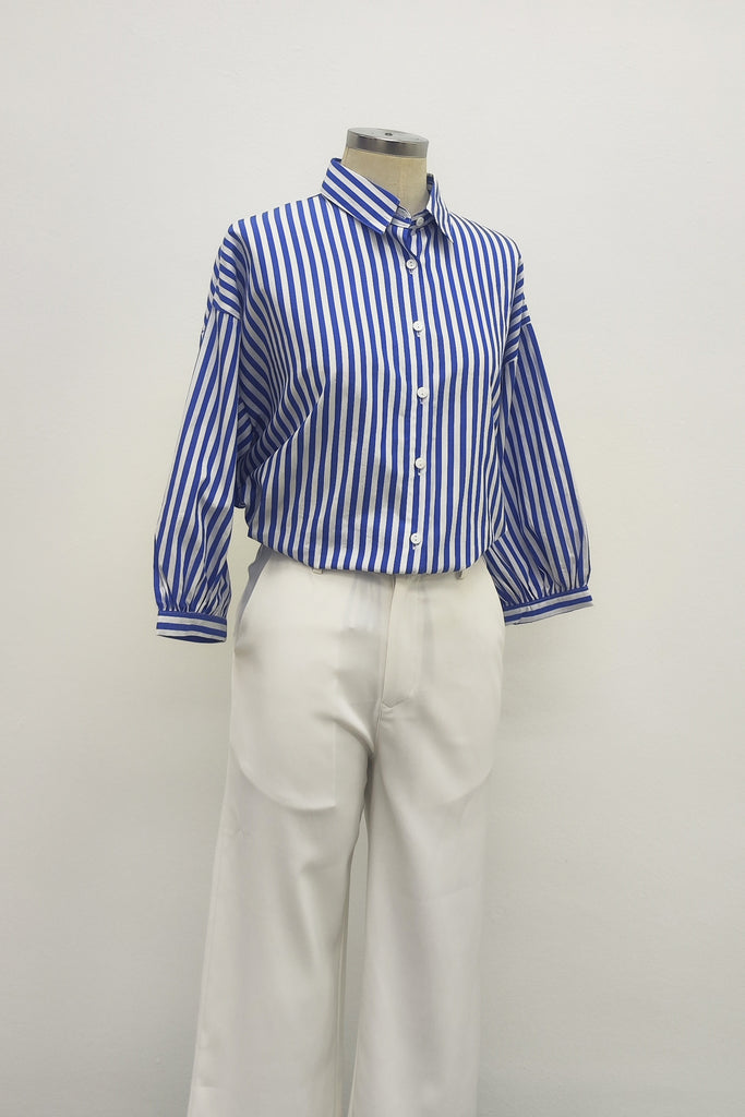 3/4 SLEEVES SHIRT IN BLUE STRIPE