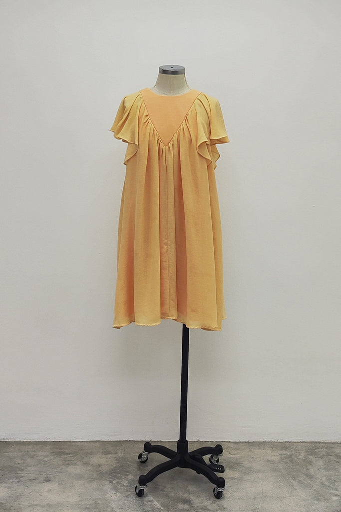 2 WAYS FLARE DRESS IN YELLOW-ORANGE