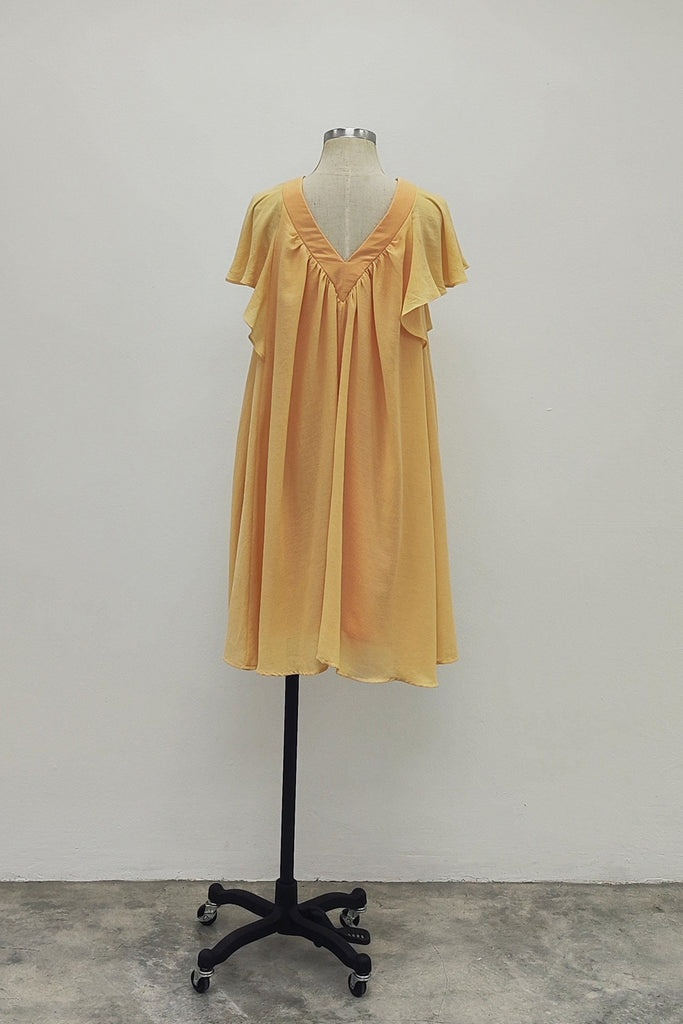 2 WAYS FLARE DRESS IN YELLOW-ORANGE