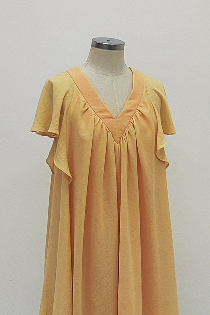 2 WAYS FLARE DRESS IN YELLOW-ORANGE